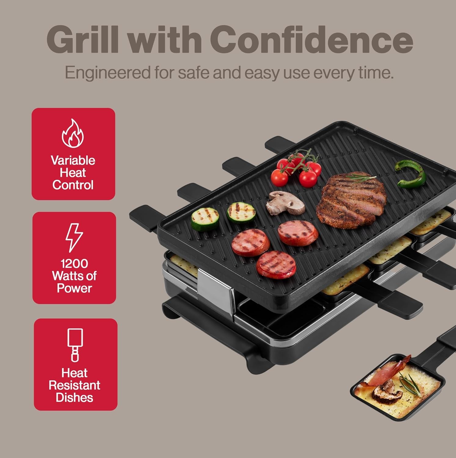 8 Person Raclette Grill Indoor Electric Swissmar Anthracite