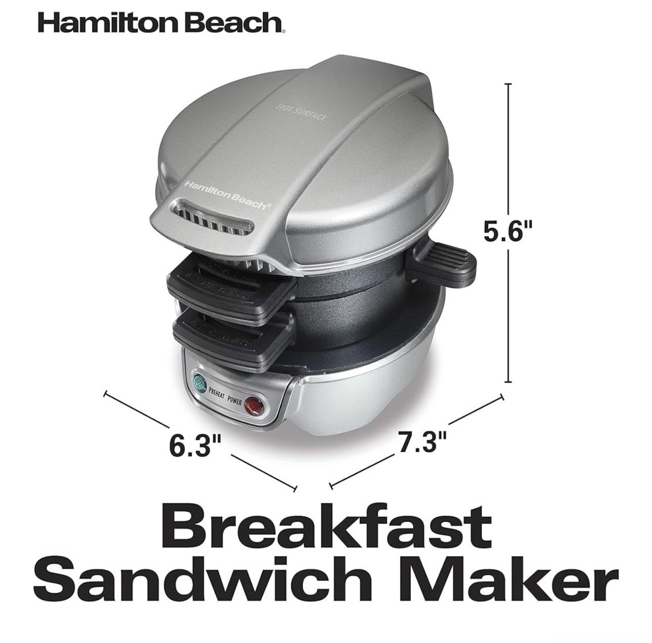 Hamilton Beach Breakfast Sandwich Maker, Silver (25475A)