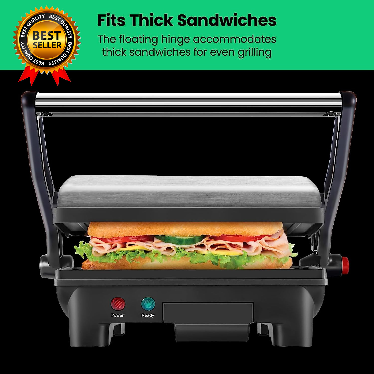 Electric Panini Press Grill, Compact 2-Slice Sandwich Maker Non-Stick