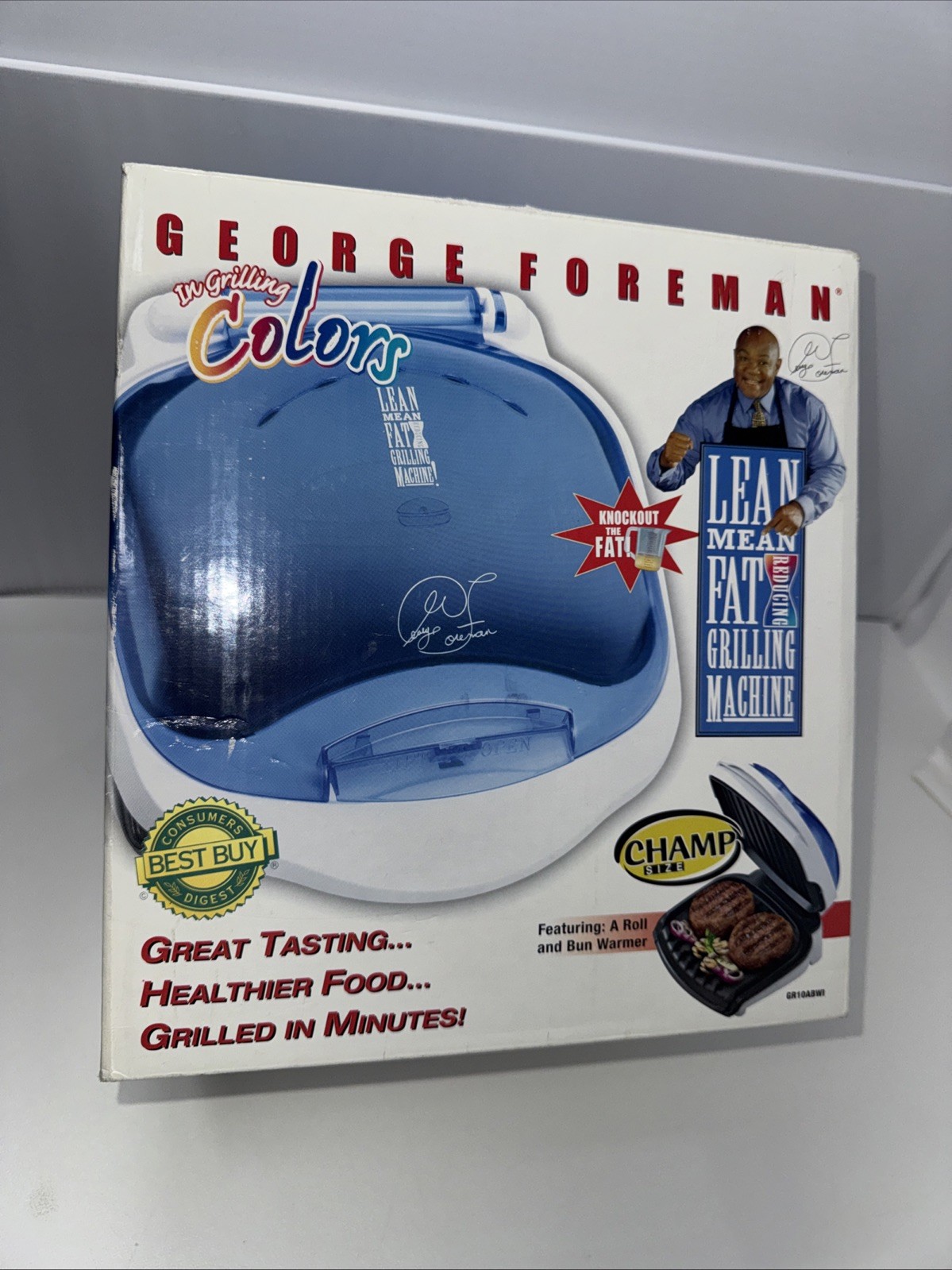 George Foreman Grill Champ Grilling Colors Blue Salton GR10ABWI New In Box
