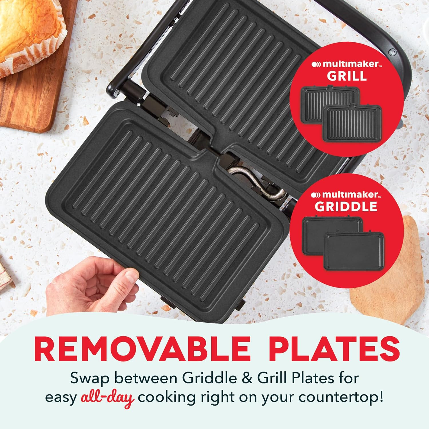 Multimaker® Flex Press Grill System, Grill and Griddle – Nonstick Removable Plat