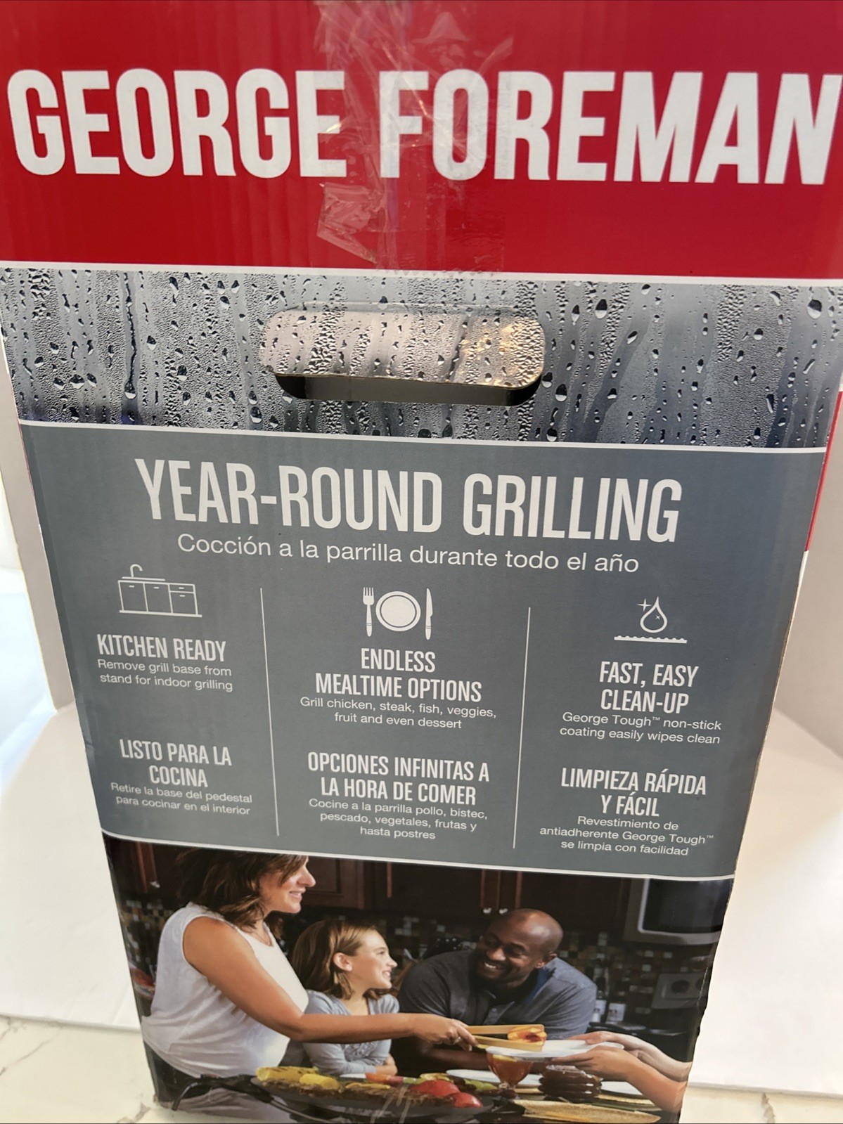 George Foreman Indoor Outdoor Electric Grill 240 SQ Inch Grill Non Stick Surface