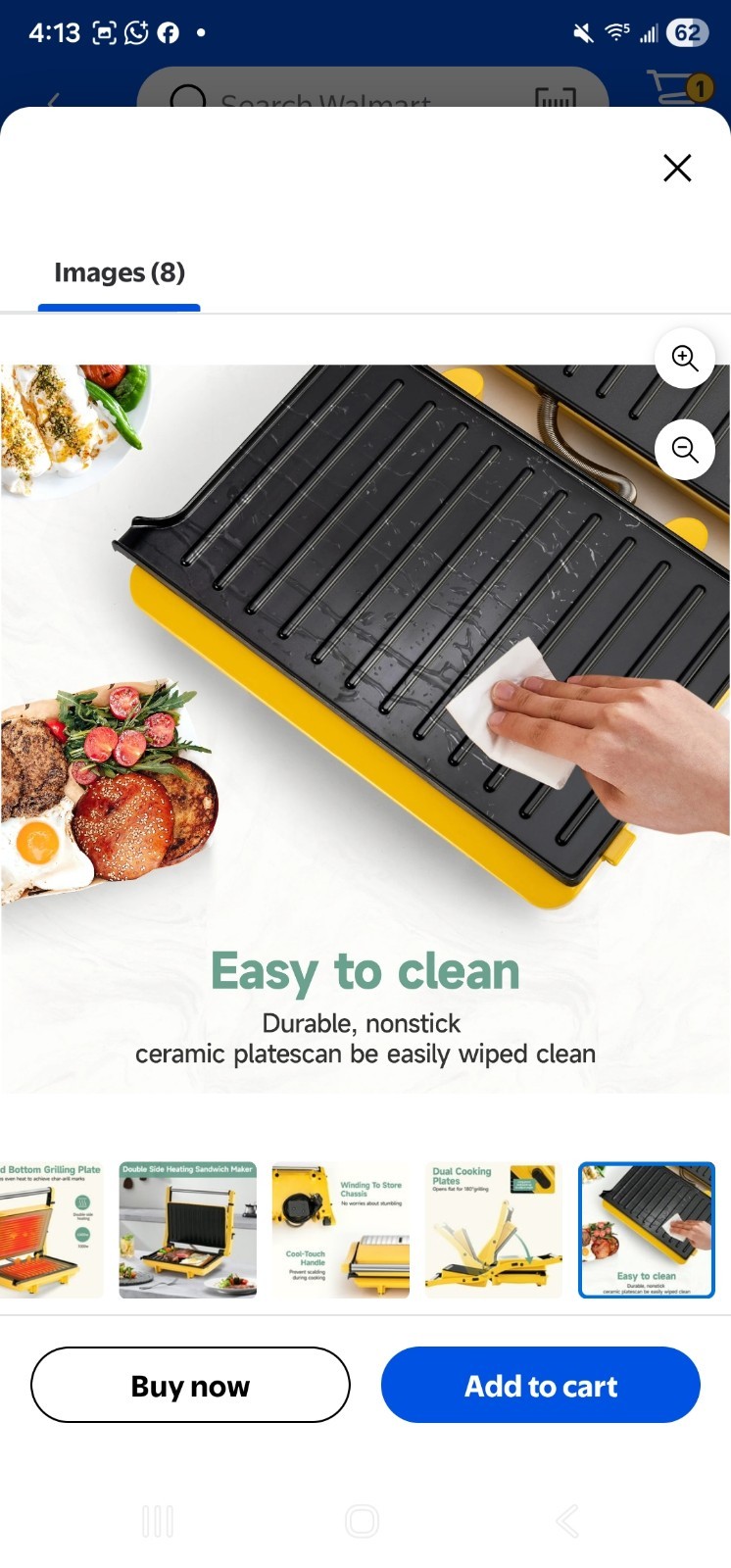 SUSTEAS Panini Press Grill – Sandwich Maker with Non-Stick Cooking Plate Yellow
