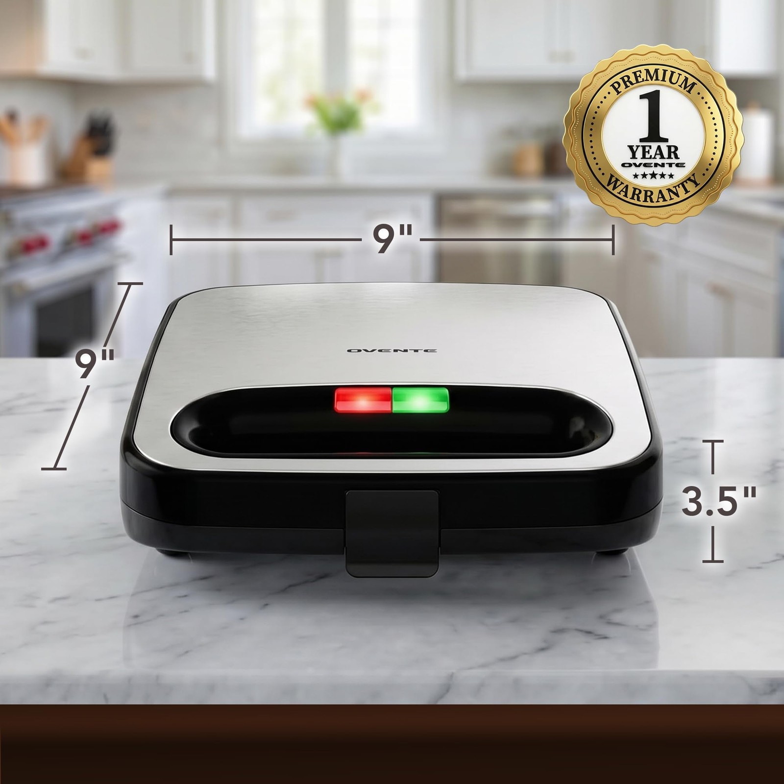 Electric Panini Press Grill Nonstick Plates Thermostat Control Compact Black New