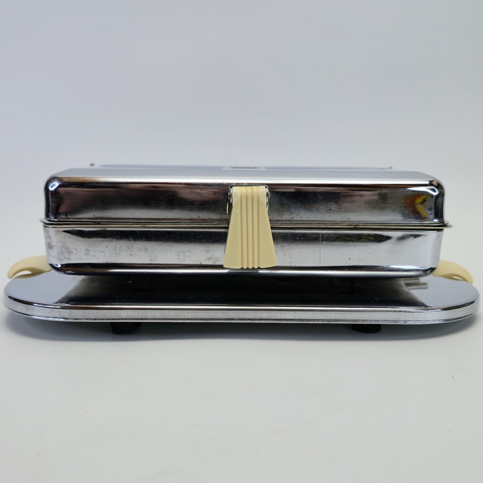 Vintage 1950s Chrome Electric Panini Grill 600W Mid Century Ivory Handles WORKS!