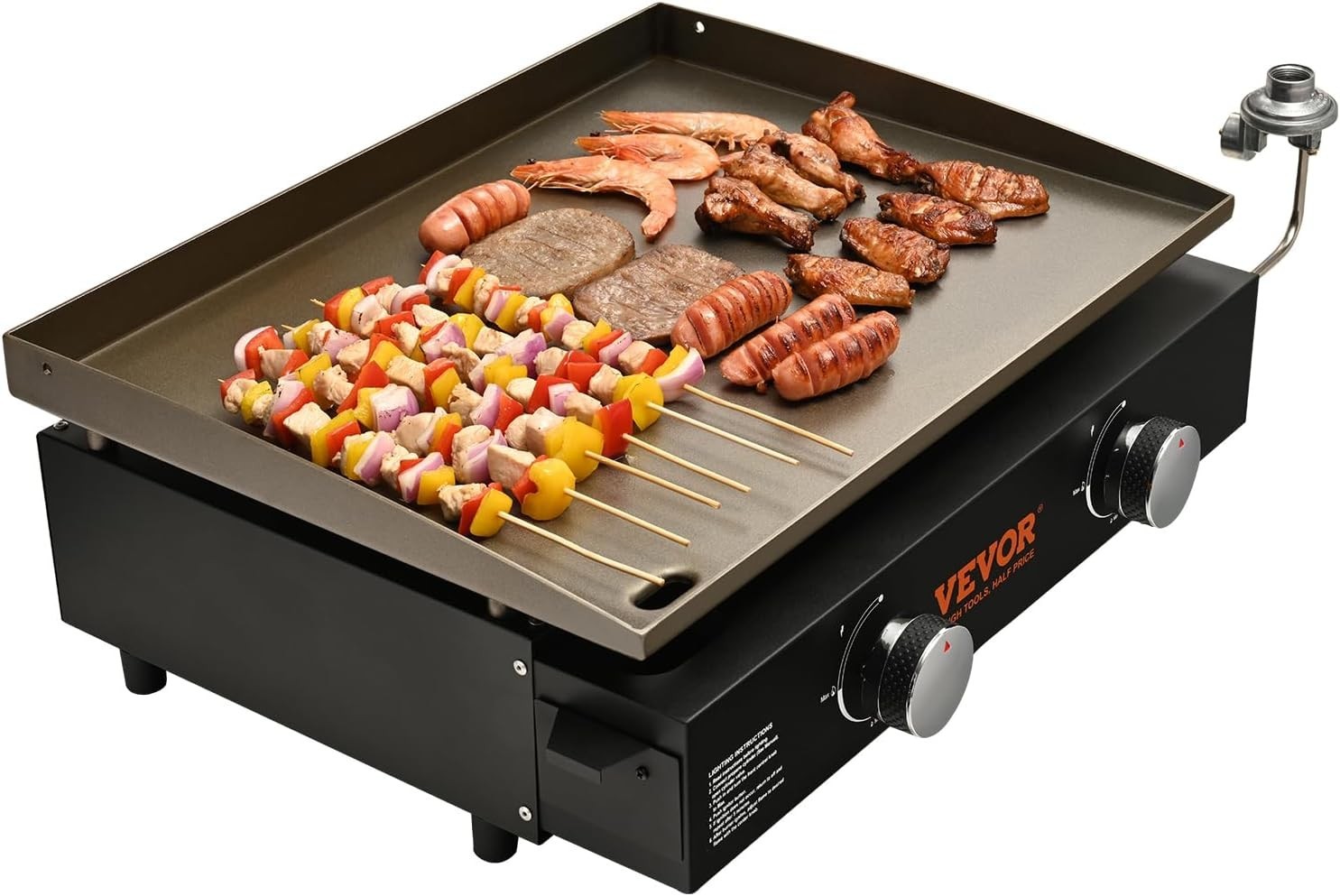 Commercial Griddle, 22.4″ Heavy Duty Manual Flat Top Griddle, Countertop Gas …