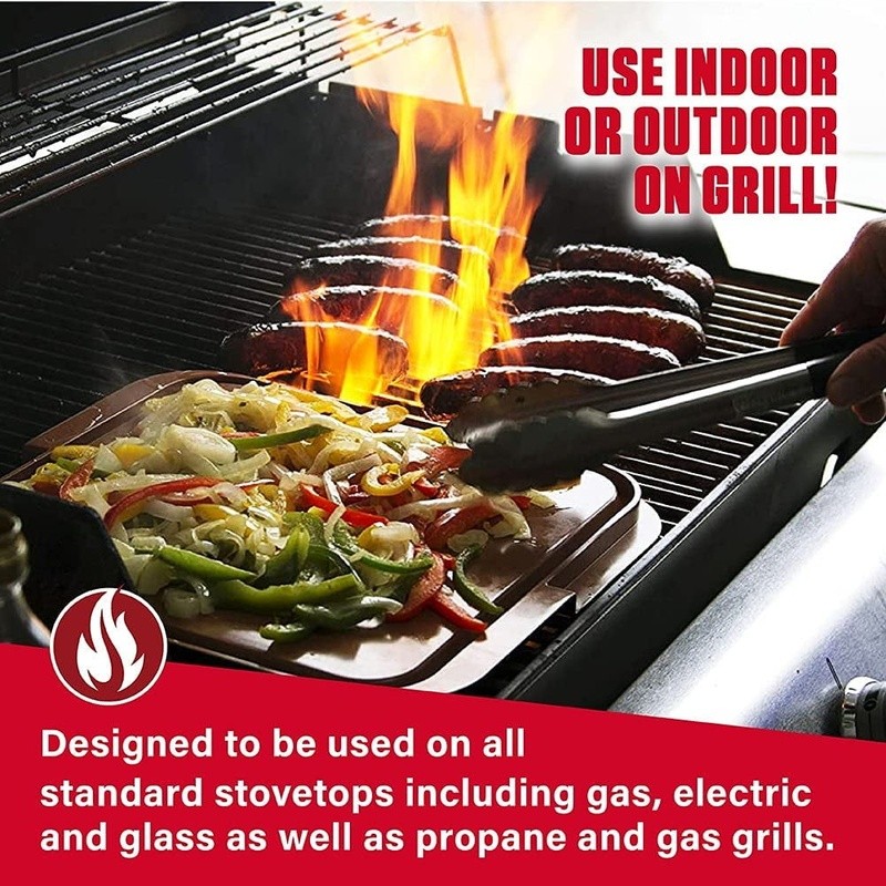 XL Nonstick Reversible Grill Griddle Pan Indoor Outdoor Cooking Oven Safe New