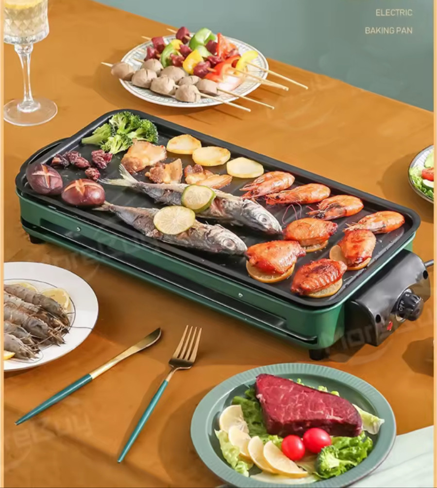 Multifunction Electric Grill 2in1 Smokeless Grill, Pan, BBQ : size 46.5×22.5x9cm