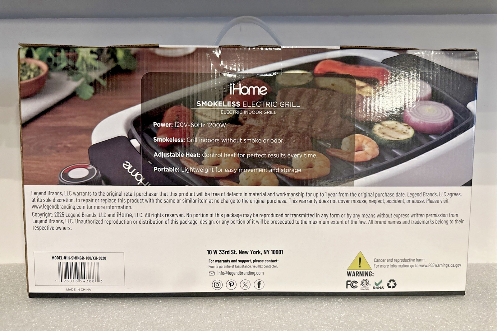 iHome Smokeless Indoor Non-Stick Electric Grill 1200W Temperature Dial Even Heat