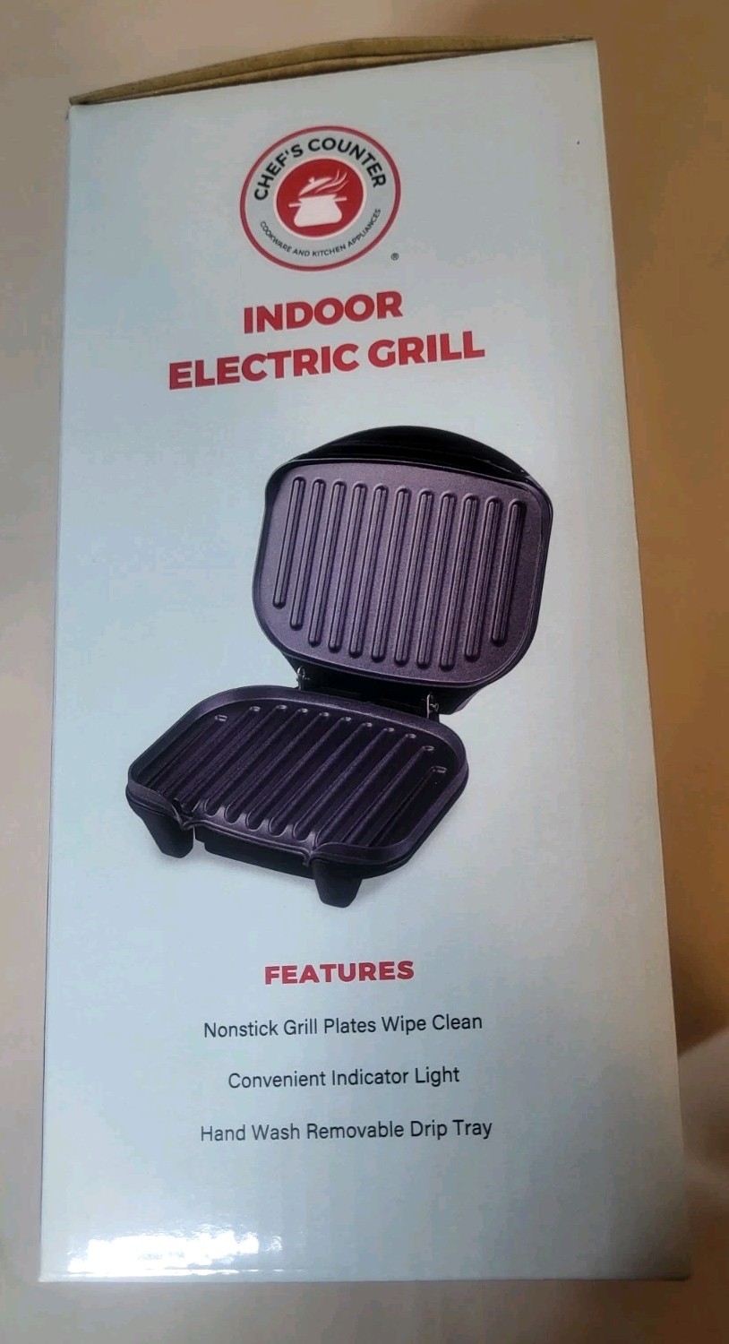 Countertop Indoor Electric Grill By Chef’s Counter Brand New Black Nonstick