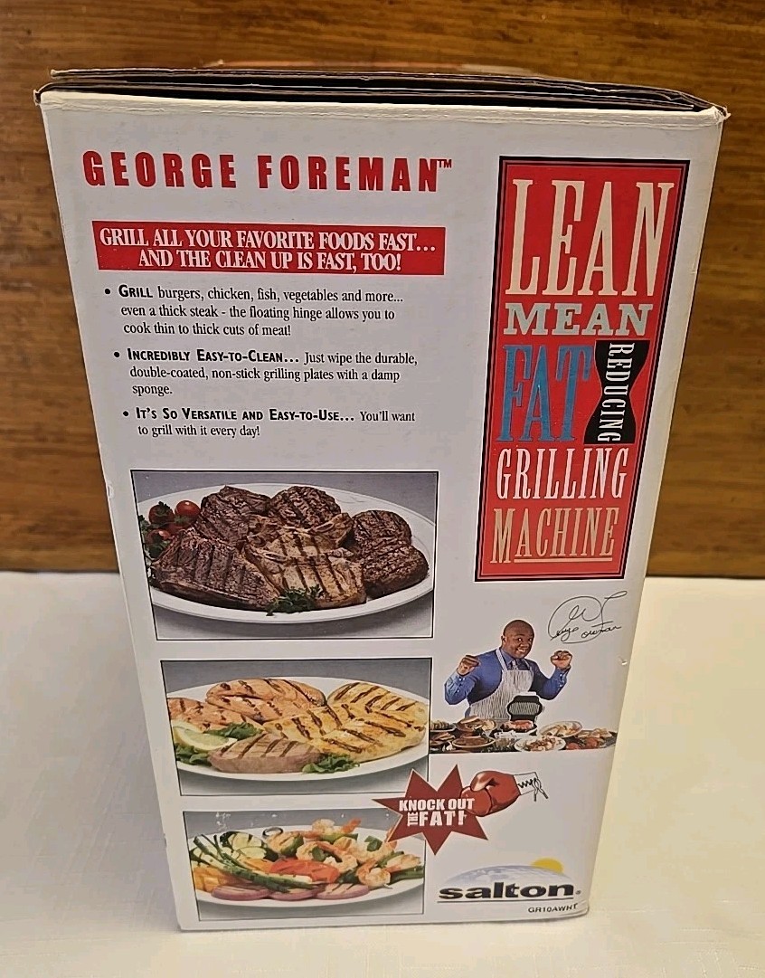 NEW George Foreman GR10AWHT Lean Mean Fat Reducing Grilling Machine Salton