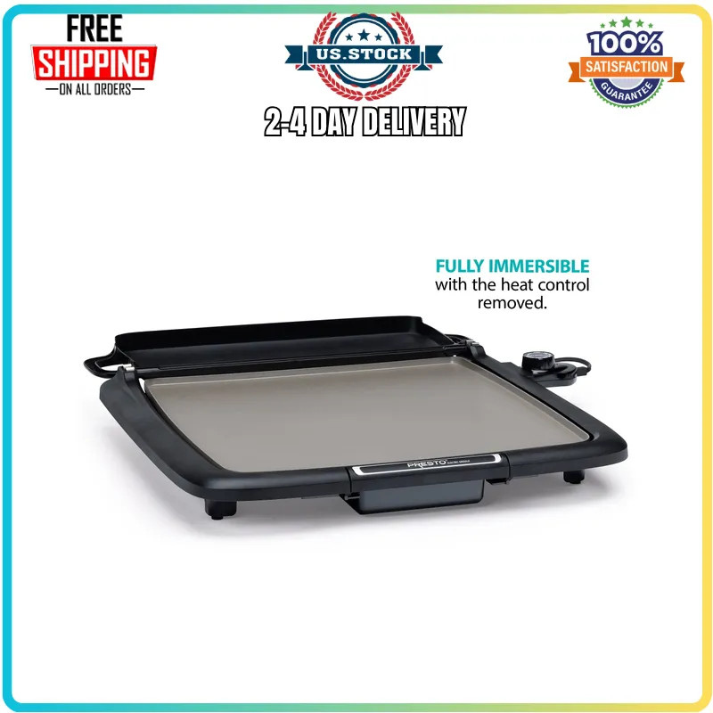 Presto Ceramic Nonstick Electric Griddle With Warming Tray