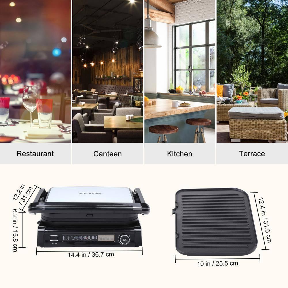 14.4 in. Commercial Electric Griddle 1800-Watt Indoor Countertop Grill, 0 –