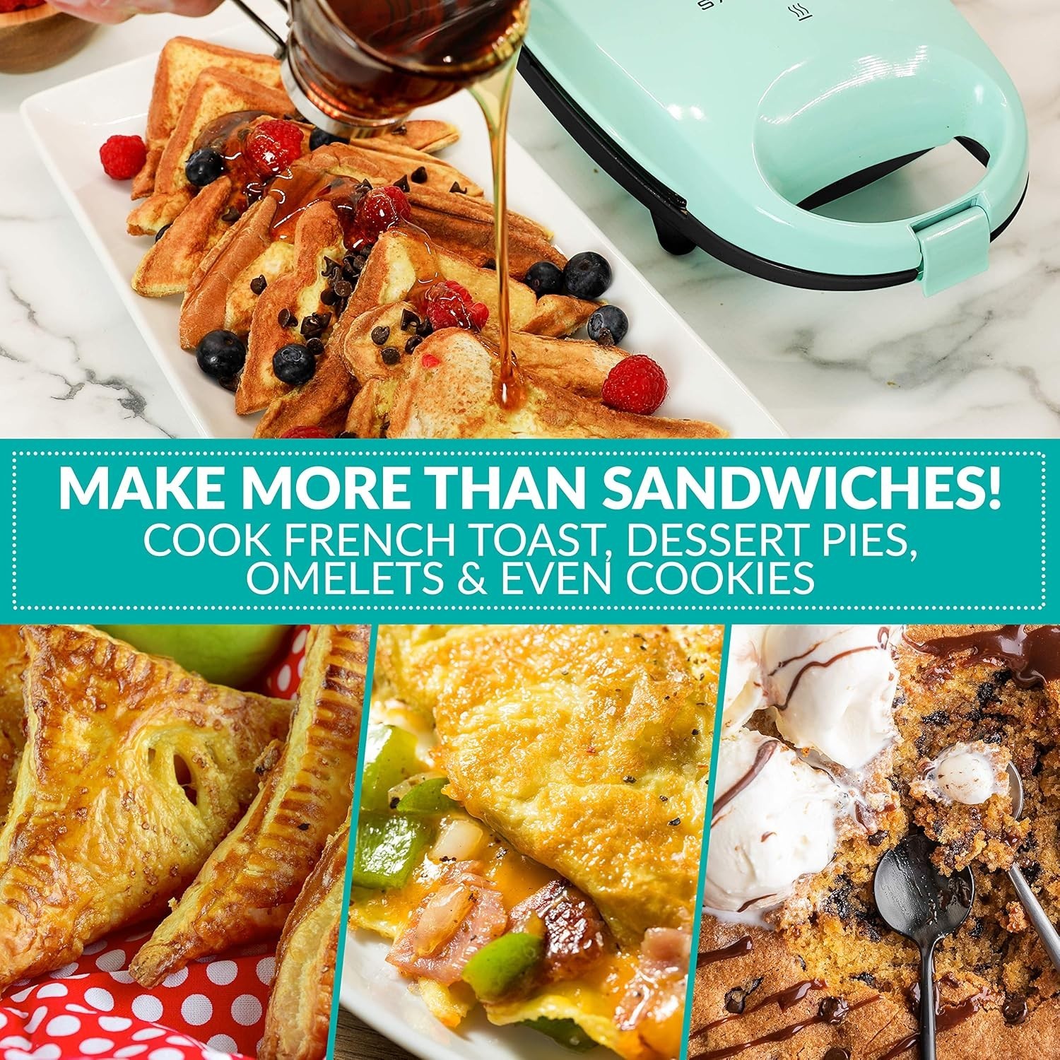 Effortless Cooking: Mint Green Personal Sandwich Maker & Griddle – 1200 Watts