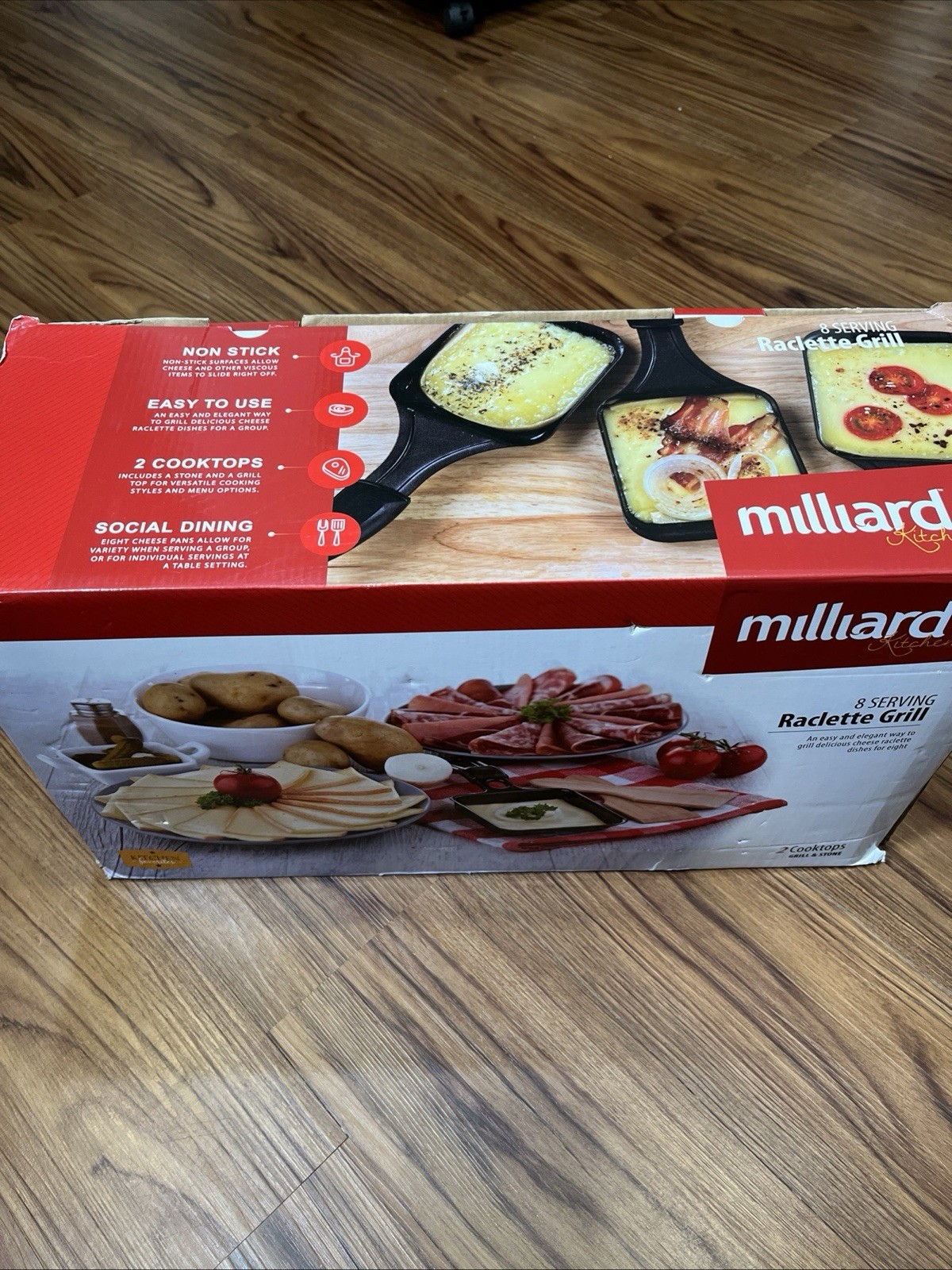 Raclette Grill for 8 People Granite Cooking Stone Reversible Millard Kitchen New