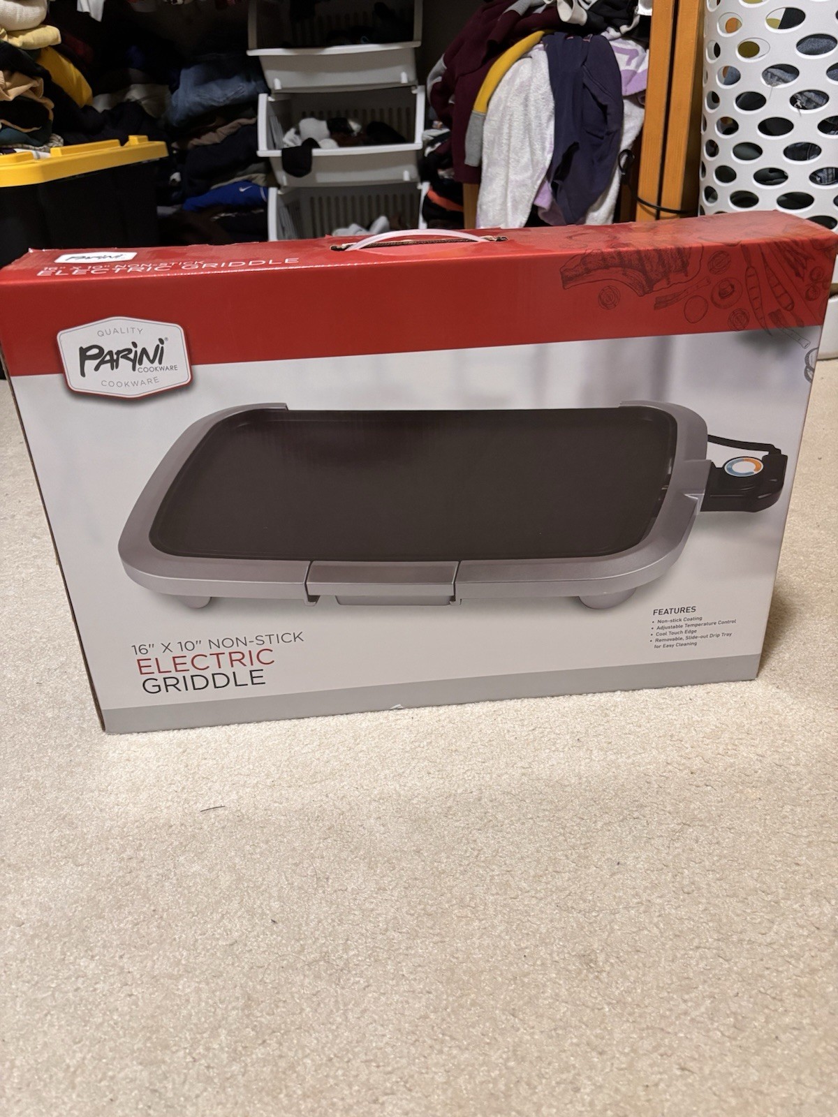 NEW Parini 16″x10″ Black Electric Cook Griddle Adjustable Temp Control Non Stick