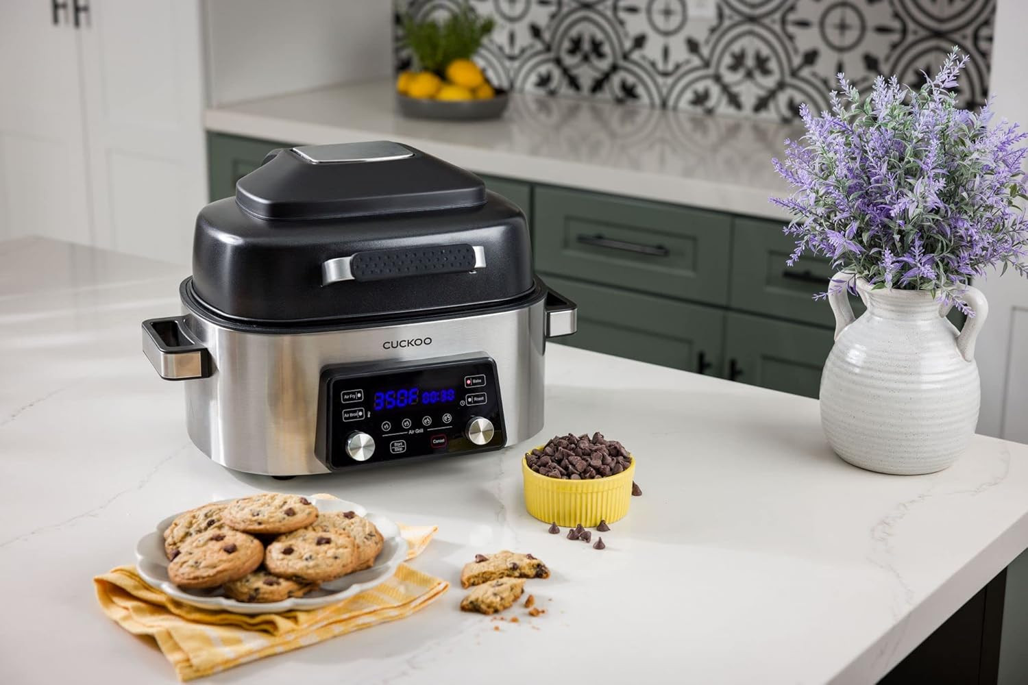 Stainless Steel Air Grill: Fry, Roast, Bake & Easy Clean Accessories