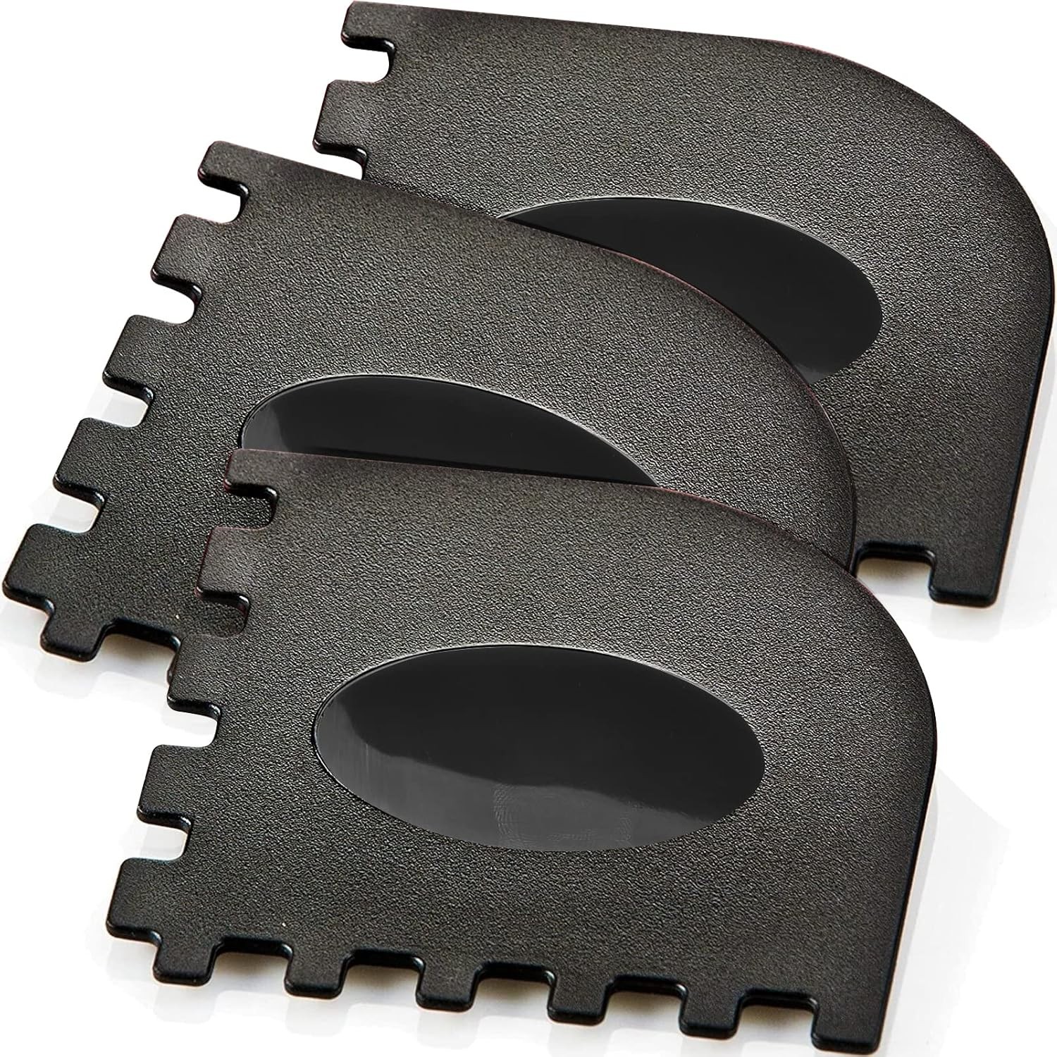 3 Set Plastic Grill Pan Scraper Tool for Griddle Cleaner, Cast Iron Black