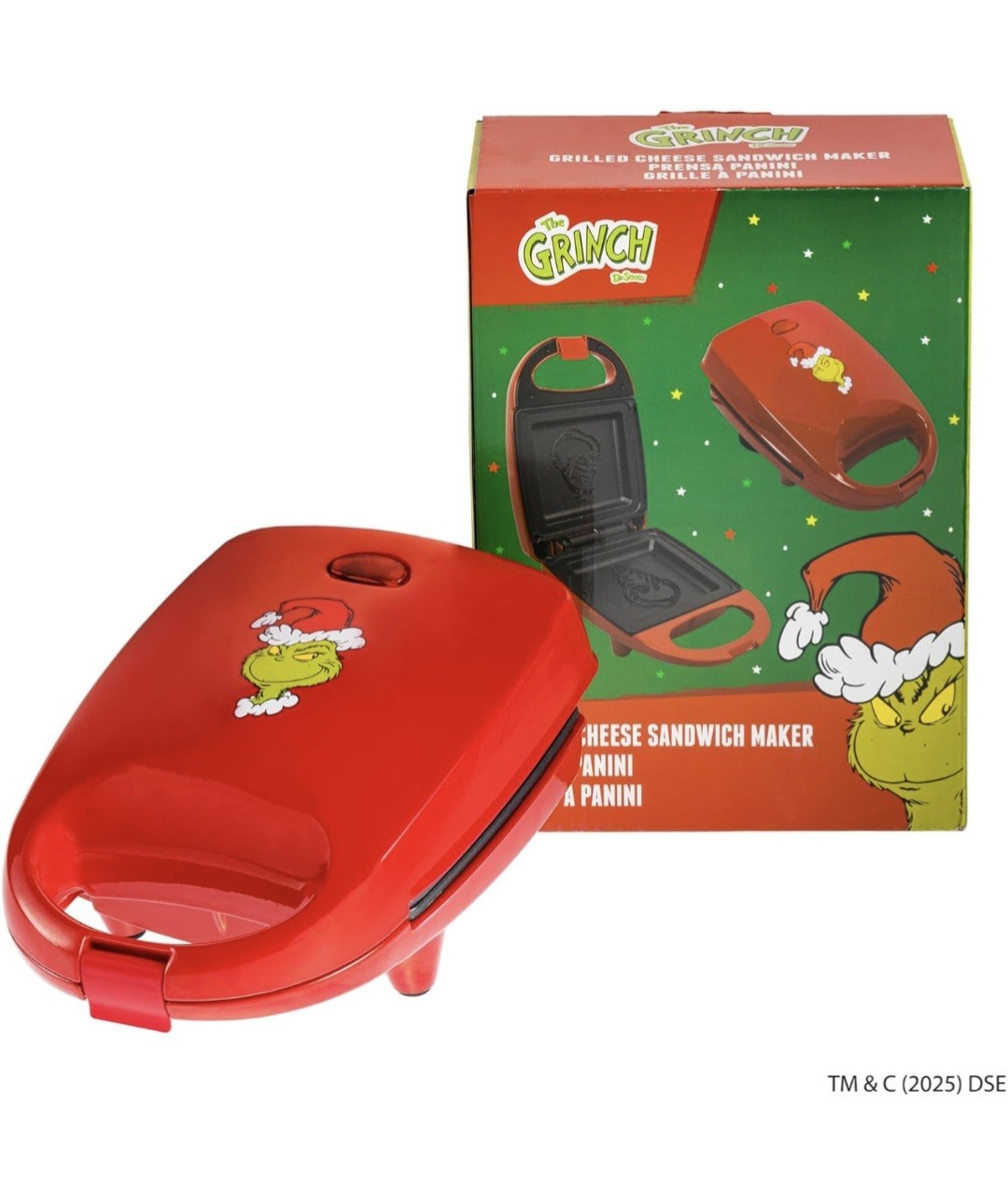 Dr Seuss The Grinch Christmas Grilled Cheese Panini Sandwich Maker Red Holiday