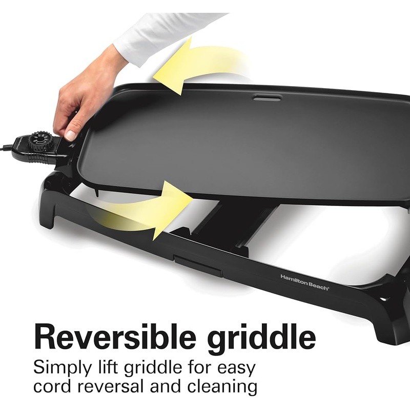 Nonstick Electric Griddle 200 Sq In Removable Surface Adjustable Temp Easy Clean