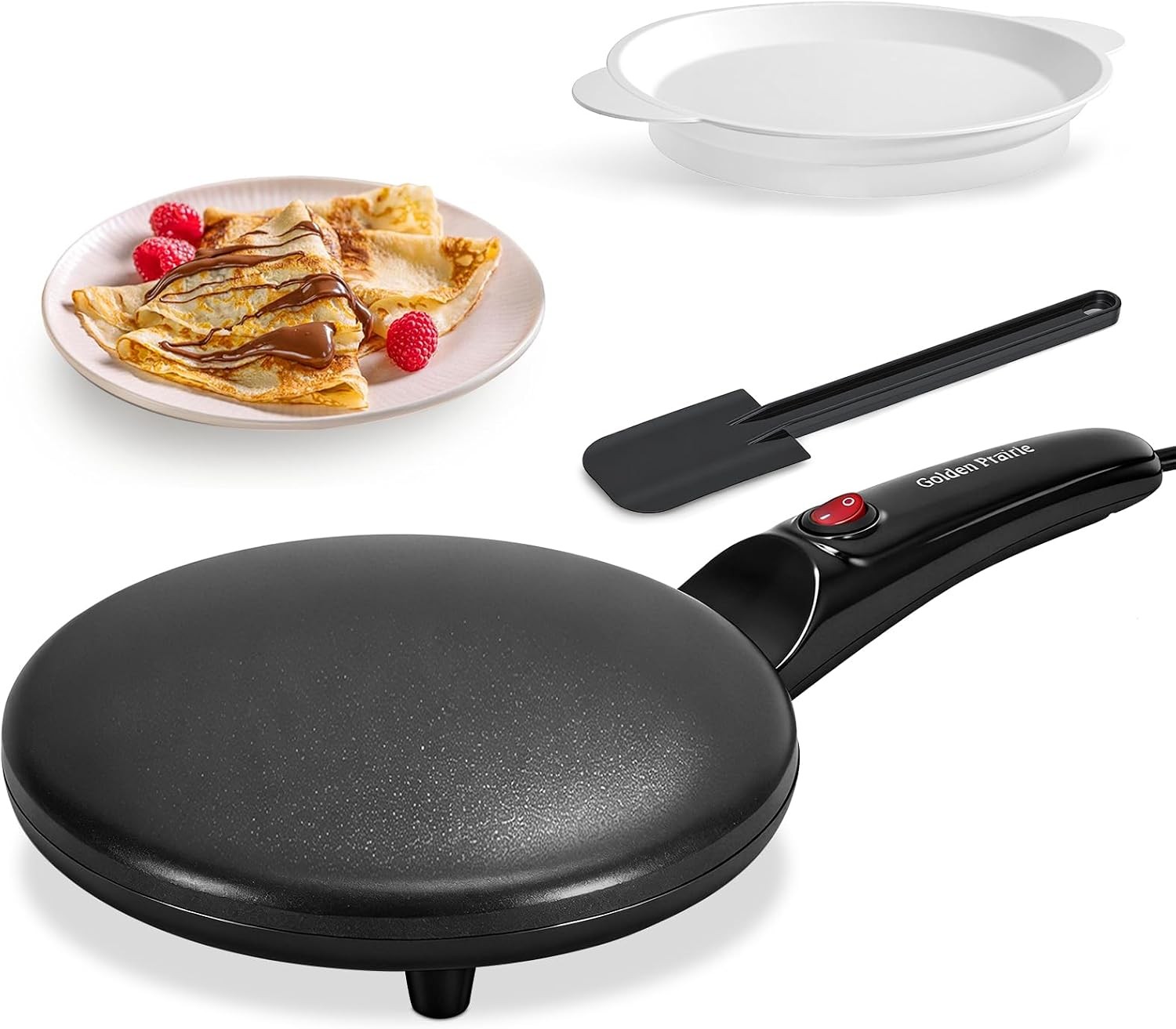 Electric Crepe Maker 8″ Crepe Pan Nonstick with Batter Spreader & Dipping Tray