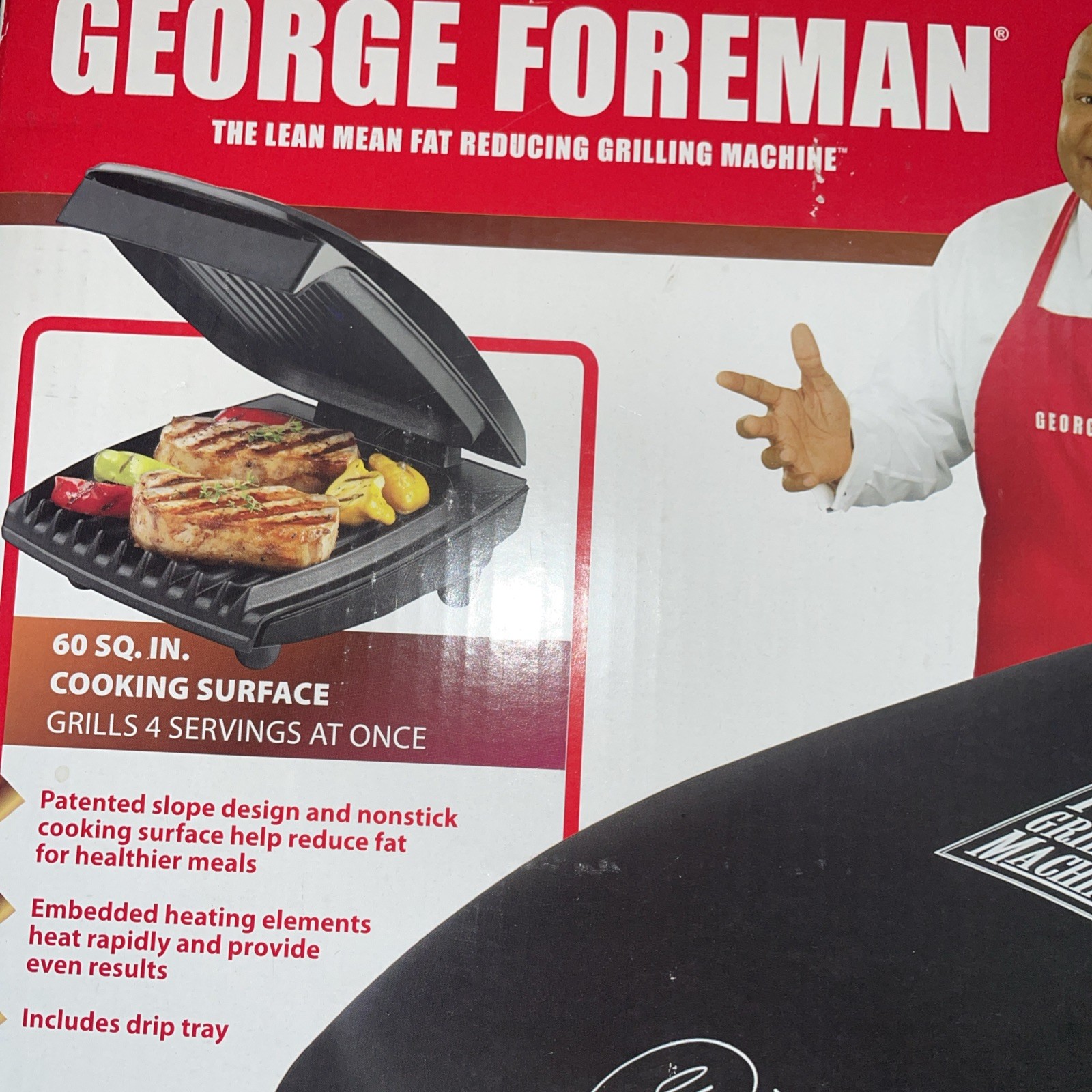 *NEW* George Foreman GR10B 2-Serving Classic Plate Electric Grill Black 36 Sq In
