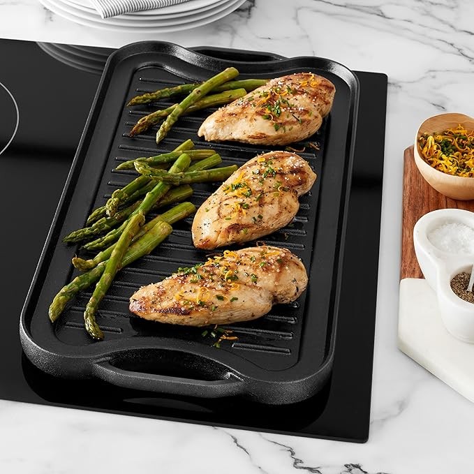 Reversible Grill/Griddle Pre-Seasoned Cast Iron Rectangular Double Griddle Pan