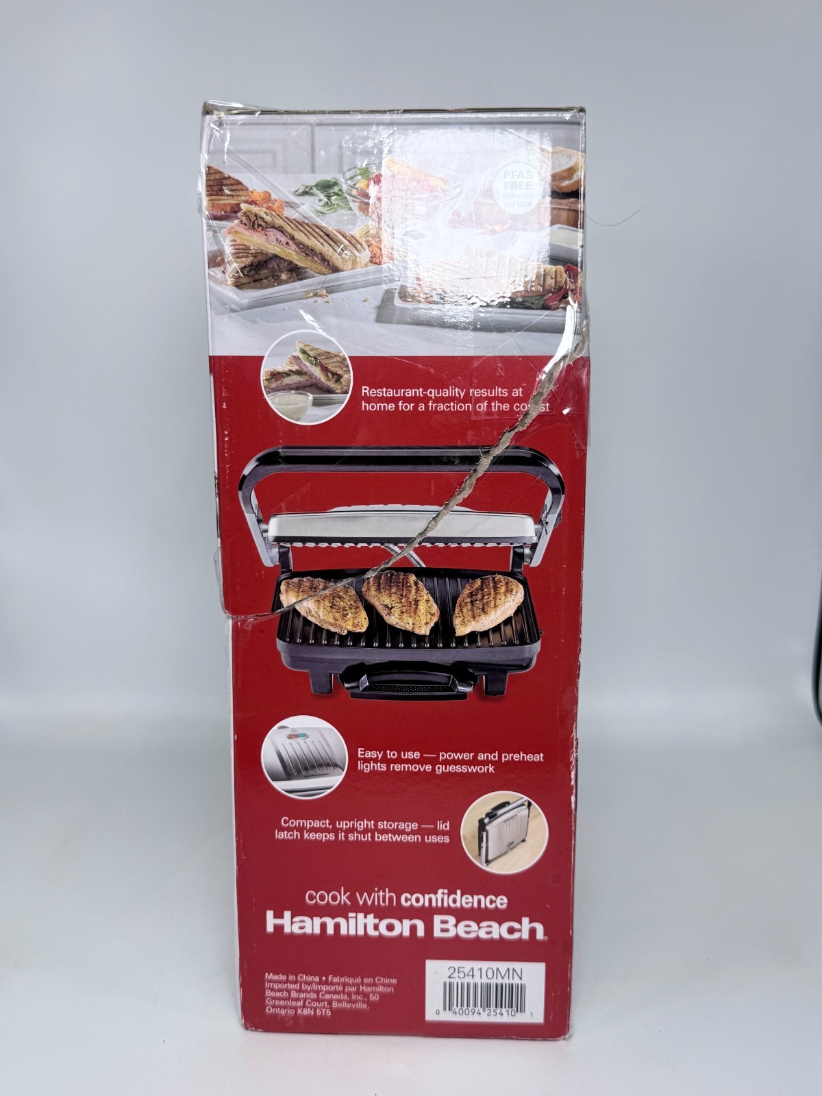 Hamilton Beach Electric Panini Press & Indoor Grill Stainless Steel (25410) NEW