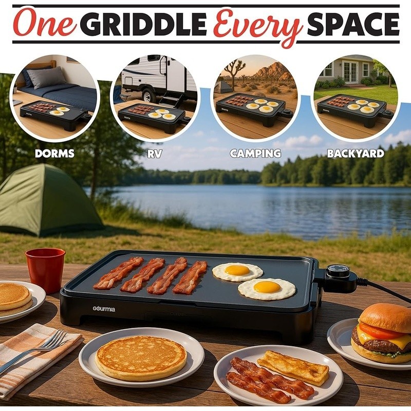 Extra Large Non Stick Electric Griddle 22 Inch Temperature Control Easy Cleanup