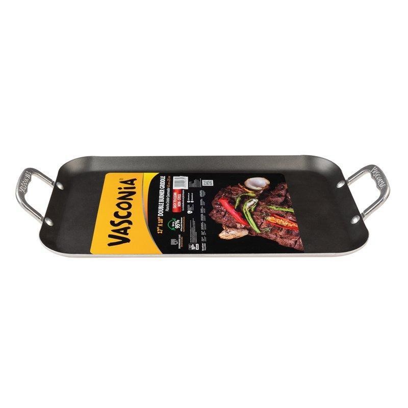 Double Burner Griddle 17″ x 10″ Nonstick Aluminum Even Heating Easy Clean New