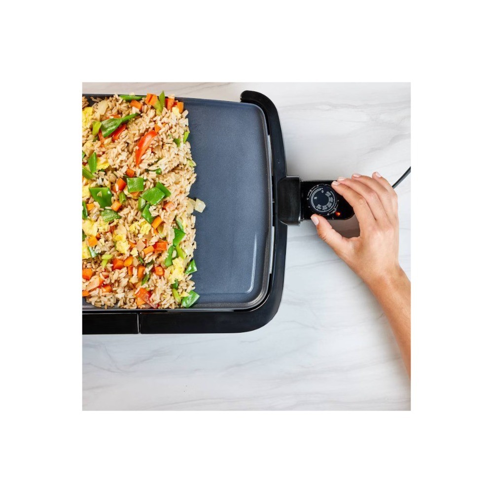 20″ Electric Griddle, Nonstick Tabletop, Temp Control, 1500W, Black