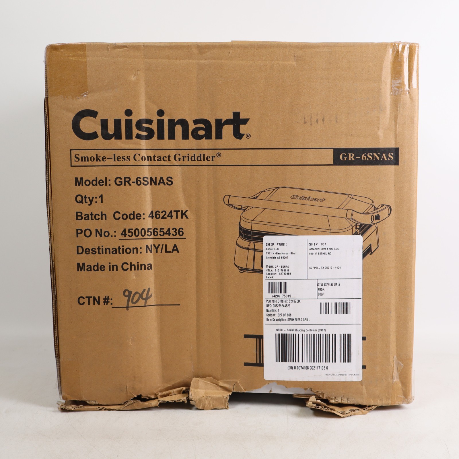 Cuisinart Smokeless Contact Griddler Indoor Grill Panini Press GR-6S
