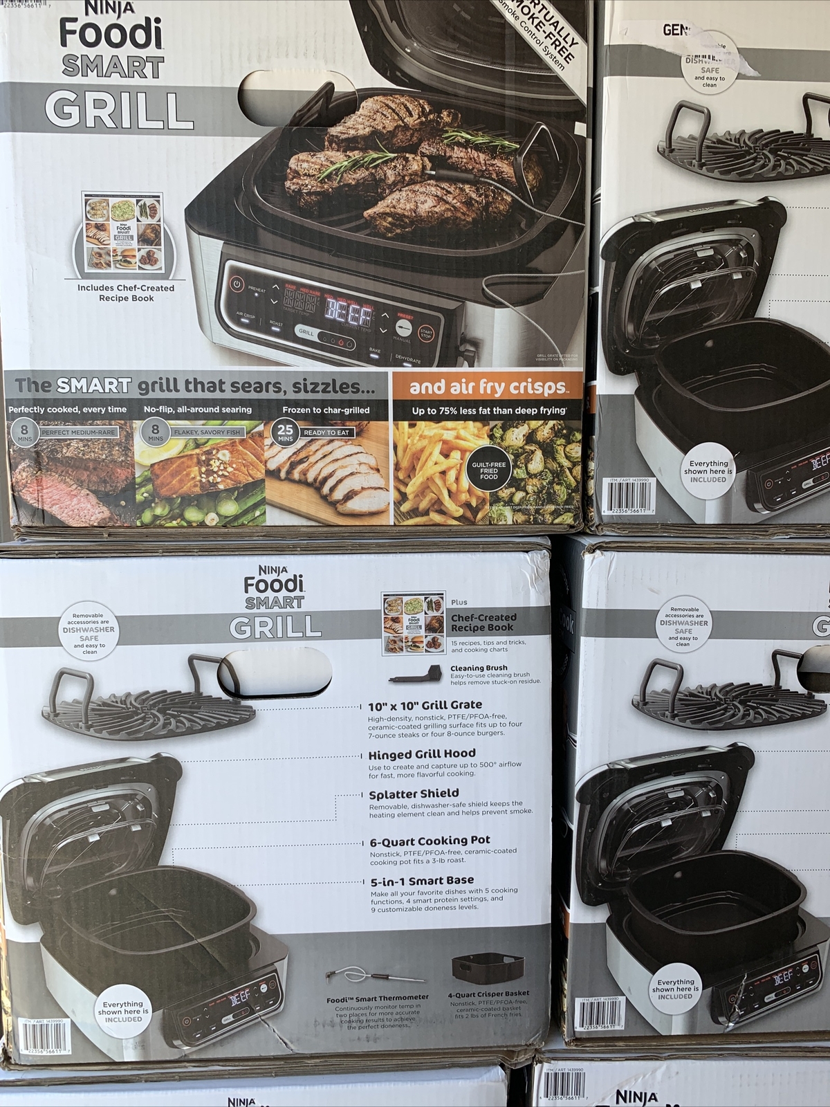 Ninja Foodi 5-in-1 Indoor Smart Grill/Air Fryer/Roast/Bake/Dehydrate LG450CO New