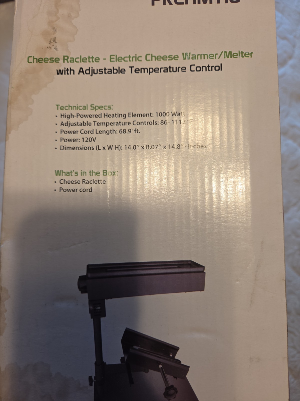 Nutrichef Cheese Raclette Electronic Cheese Warmer/Melter PKCHMT18 Read Desc.