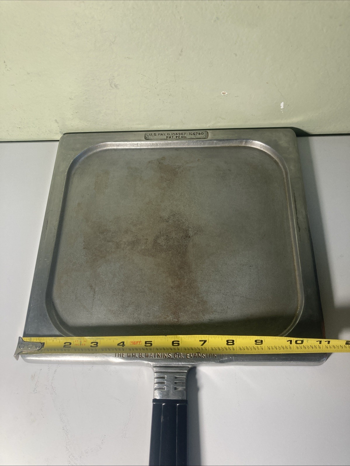 Happy Day Griddle Grill WM B Watkins CO. Evanston, IL Square Patent D-154967 Vtg