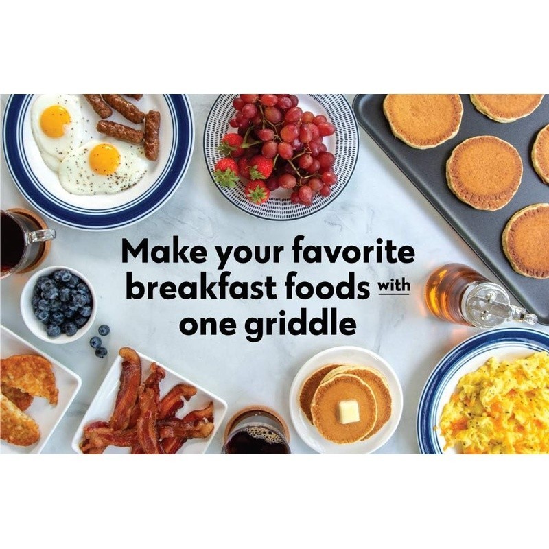 Nonstick Aluminum Griddle Two Burner Camping & Grill Cooking Pancakes Bacon