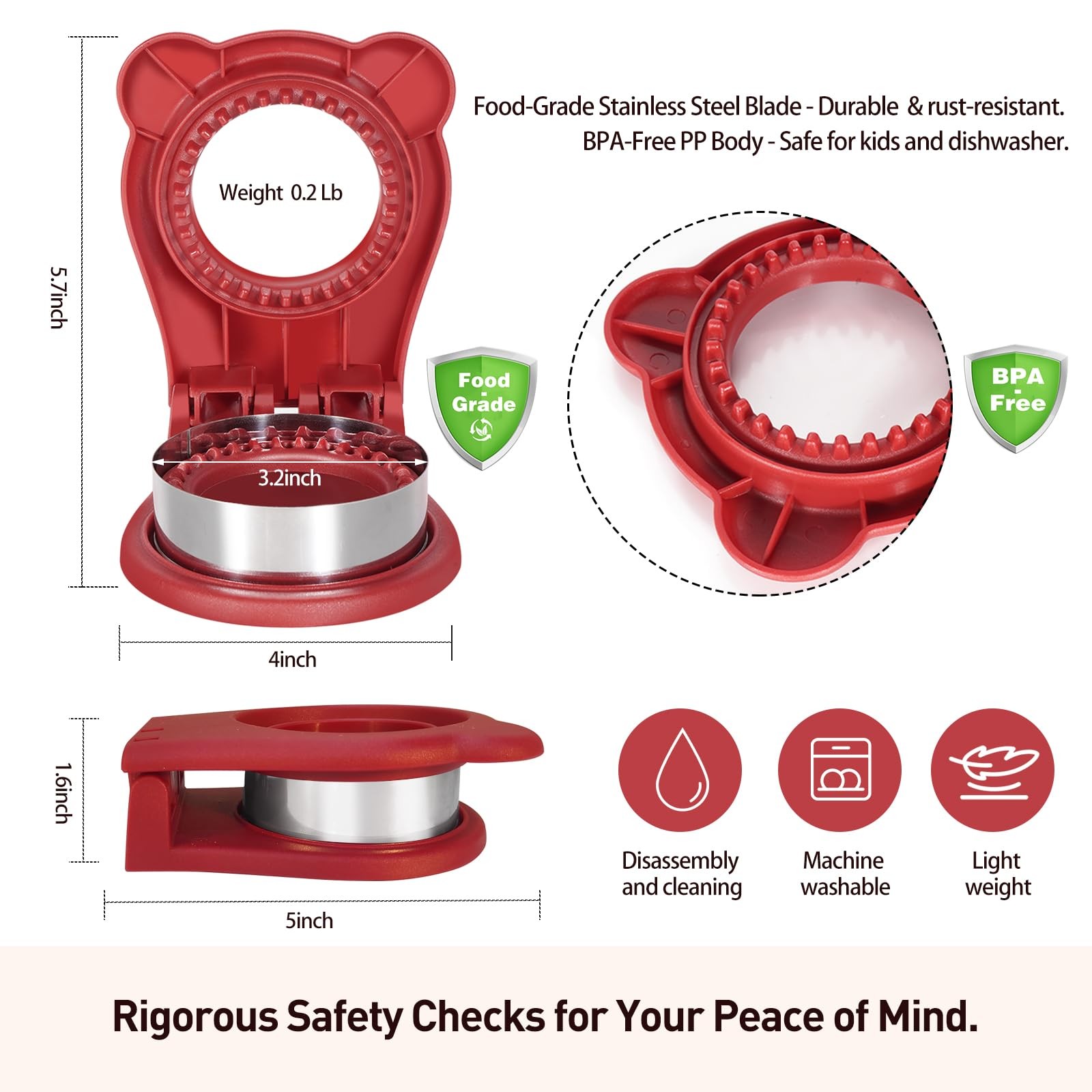 Leak-Proof & BPA-free Sandwich Cutter and Sealer for Peanut Butter&Jelly,Roun…