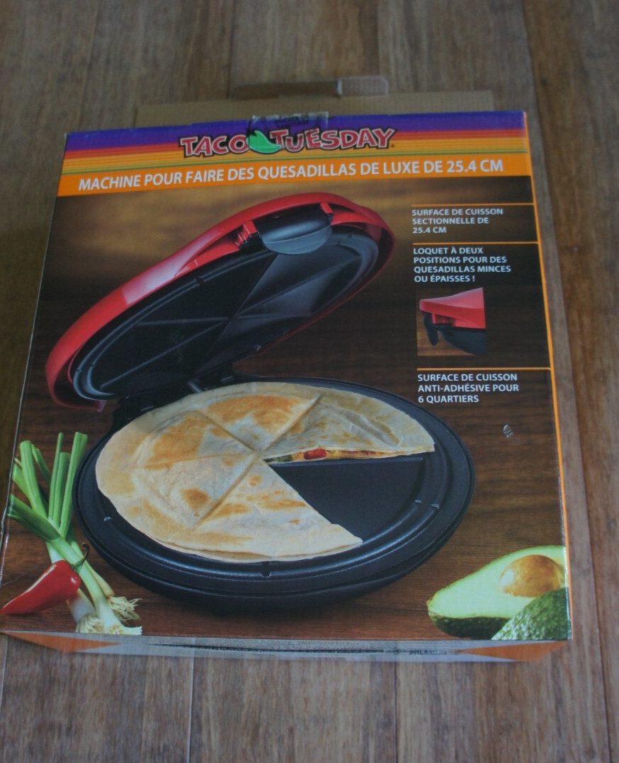 Taco Tuesday 10-Inch 6-Wedge Electric Quesadilla Maker Extra Stuffing Latch