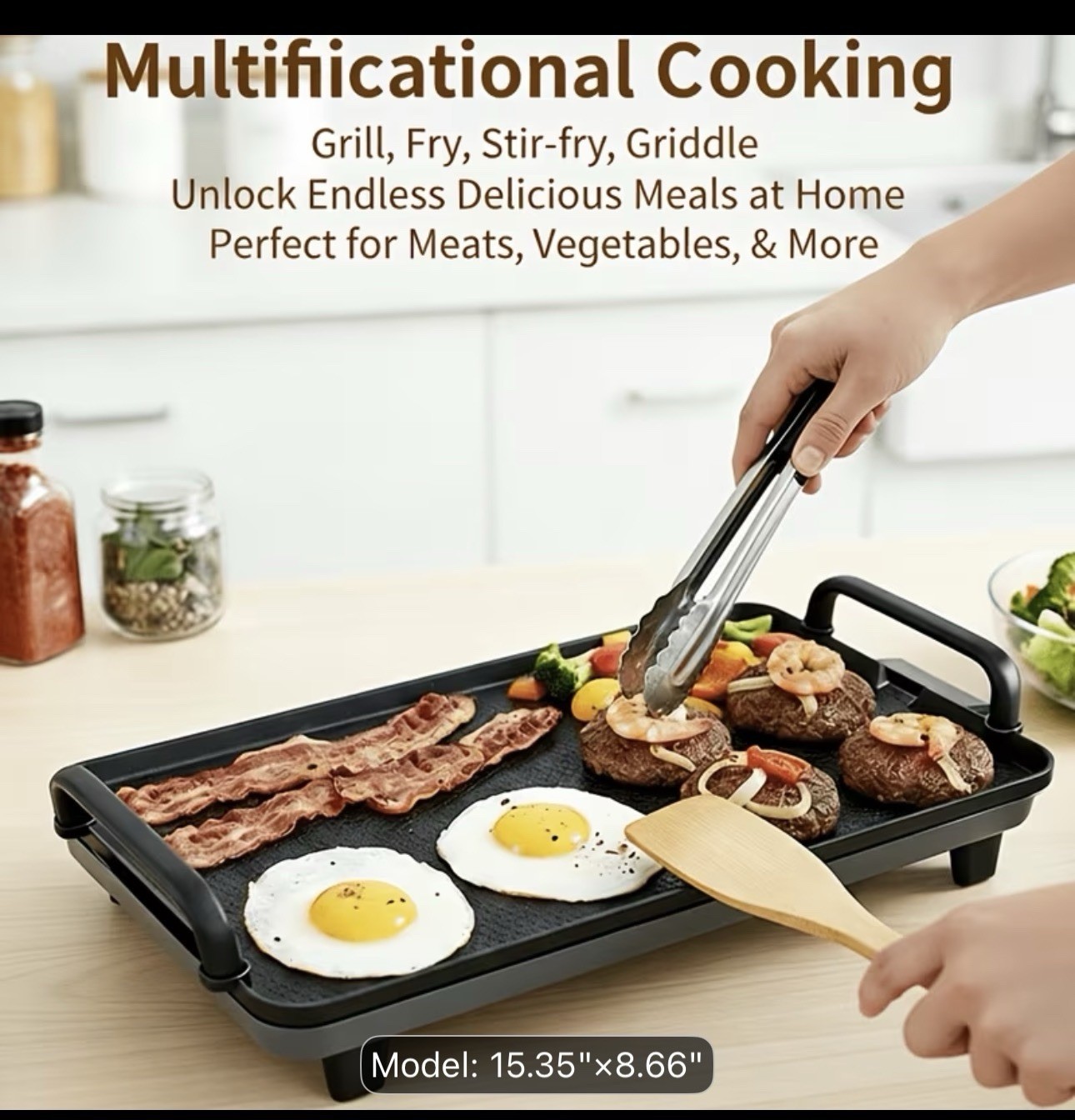 Non Stick Electric Grill & Griddle Indoor BBQ Plate Grill Steaks Small Size