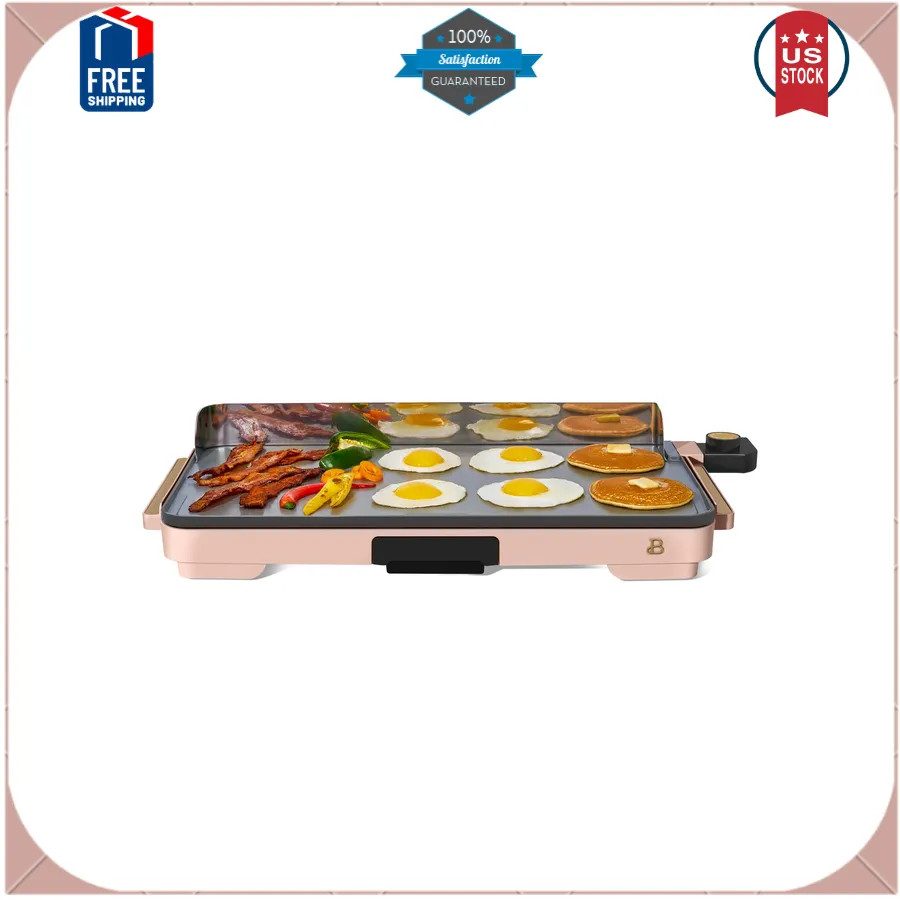 Beautiful XL Electric Griddle 12×22 Ceramic Nonstick Rose Drew Barrymore