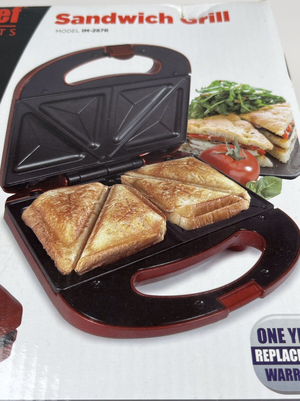 Better Chef Sandwich Grill Non Stick Cooking Surface Hot Model IM-287R Red NIB