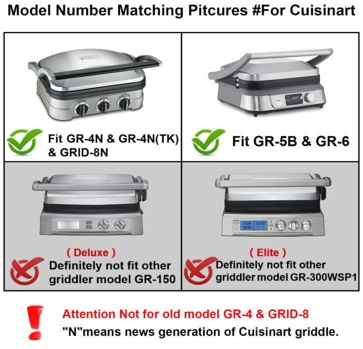 Waffle Plates Only for Cuisinart Griddler GR-4N, GR-5B, GR-6 and GRID-8N Series