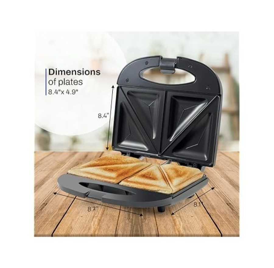 Elite Gourmet ESM2207 Maxi-Matic Sandwich Maker Non-Stick Plates LED Indicators