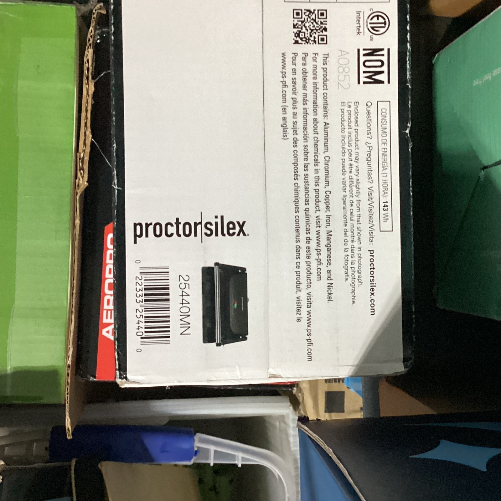 Proctor Silex 25440MN Panini Press Grill 700W 120V Black Nonstick Storage