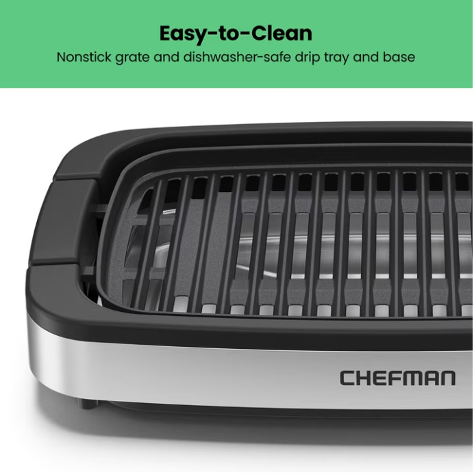 Chefman 6 Serving Electric Indoor Grill, w/ Temperature Control, Smokeless