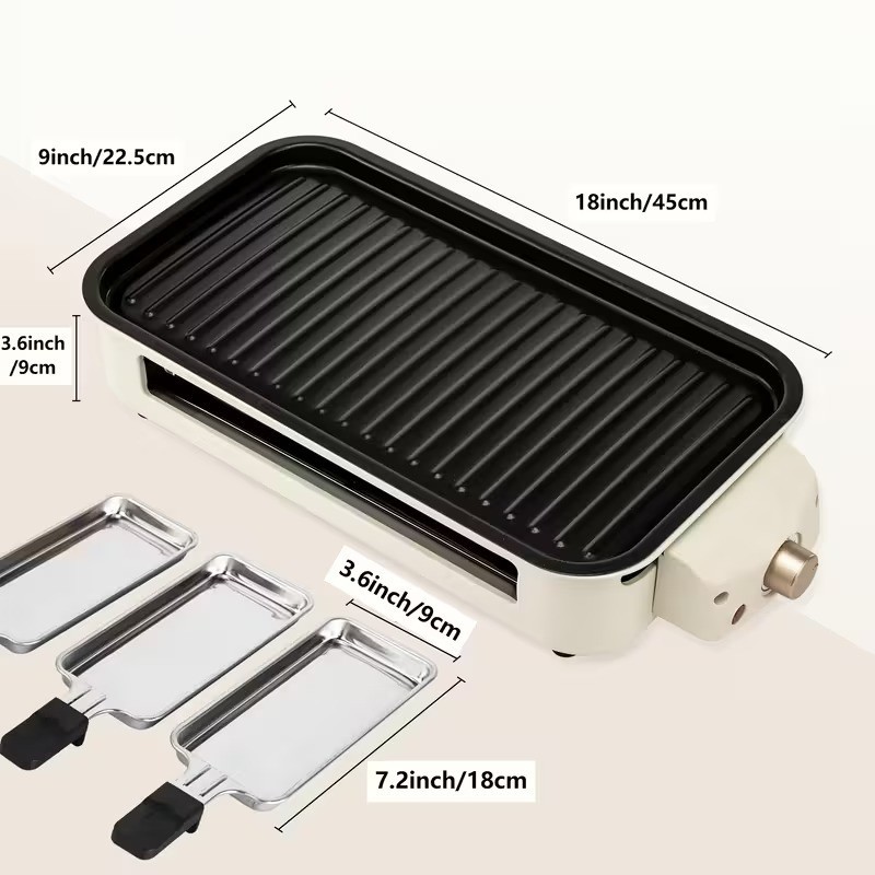 1700W Electric Indoor Griddle, Large Nonstick Cooking Plate, Smokeless BBQ Grill