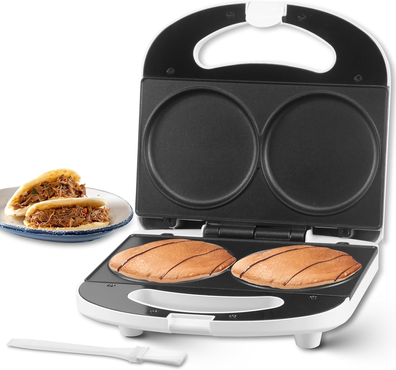 Double Mini Pancakes Maker Machine Arepa Electric Pancake Griddle Ideal for Eggs