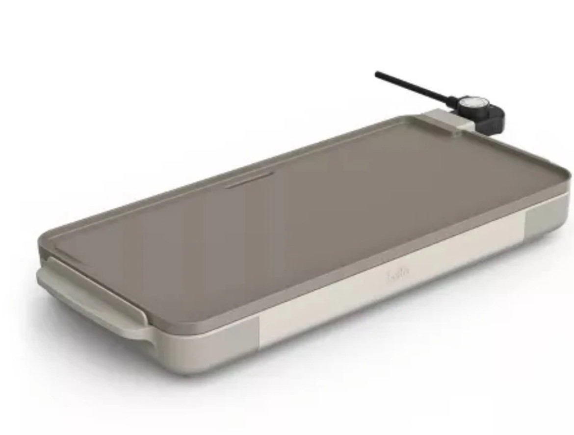 Bella 12″ x 22″ XL Griddle with Warming Tray, OATMILK COLOR New