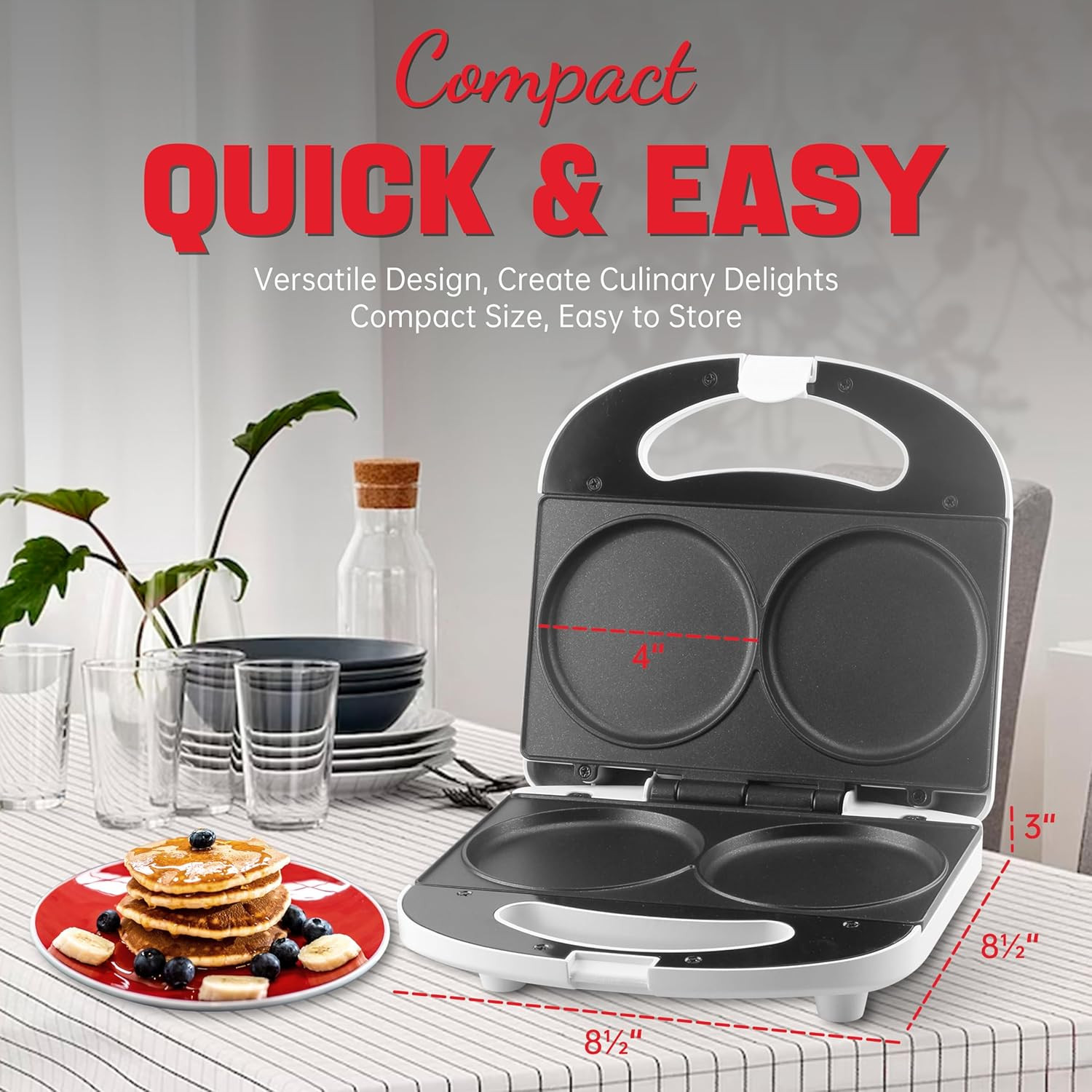 Double Mini Pancakes Maker Machine Arepa Electric Pancake Griddle Ideal for Eggs
