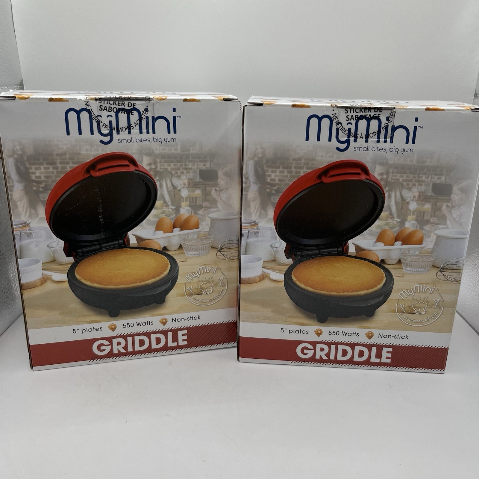 MyMini 5” Electric Griddle Red 550W Nonstick Pancake Maker Lot of 2